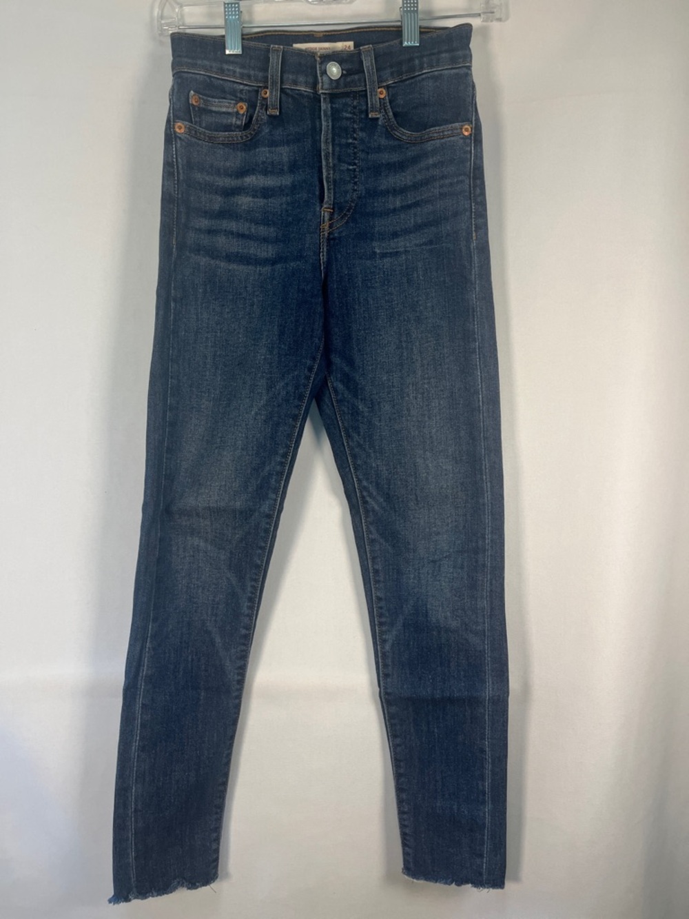 Levis Wedgie Skinny High Rise Button Fly Blue Jeans 24 EUC